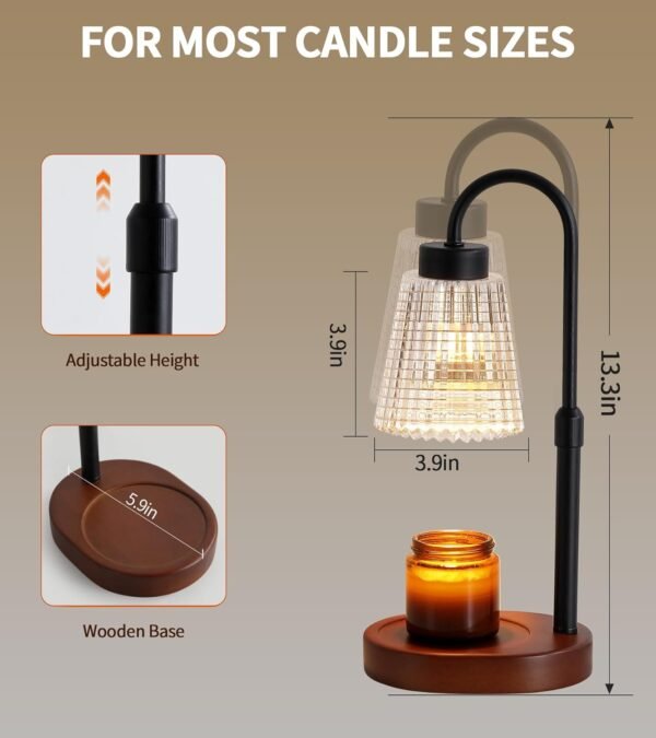 Black Candle Warmer Lamp WithTimer and Dimmer,Fragrance Electric Wax Melt Warmer with 2 Bulbs,Scented Jar Lamp,Mother's Day\/Birthday\/Gifts Christmas for Mom\/Wife,Home Decor,Adjustable Height