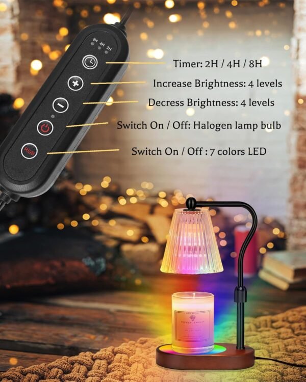 Engpure Candle Warmer Lamp with 7 LED Colors Lamp,Candle Warmer with Timer Dimmer Adjustable Height,Christmas Gift for Women Mom,Birthday Gifts for Women Mom
