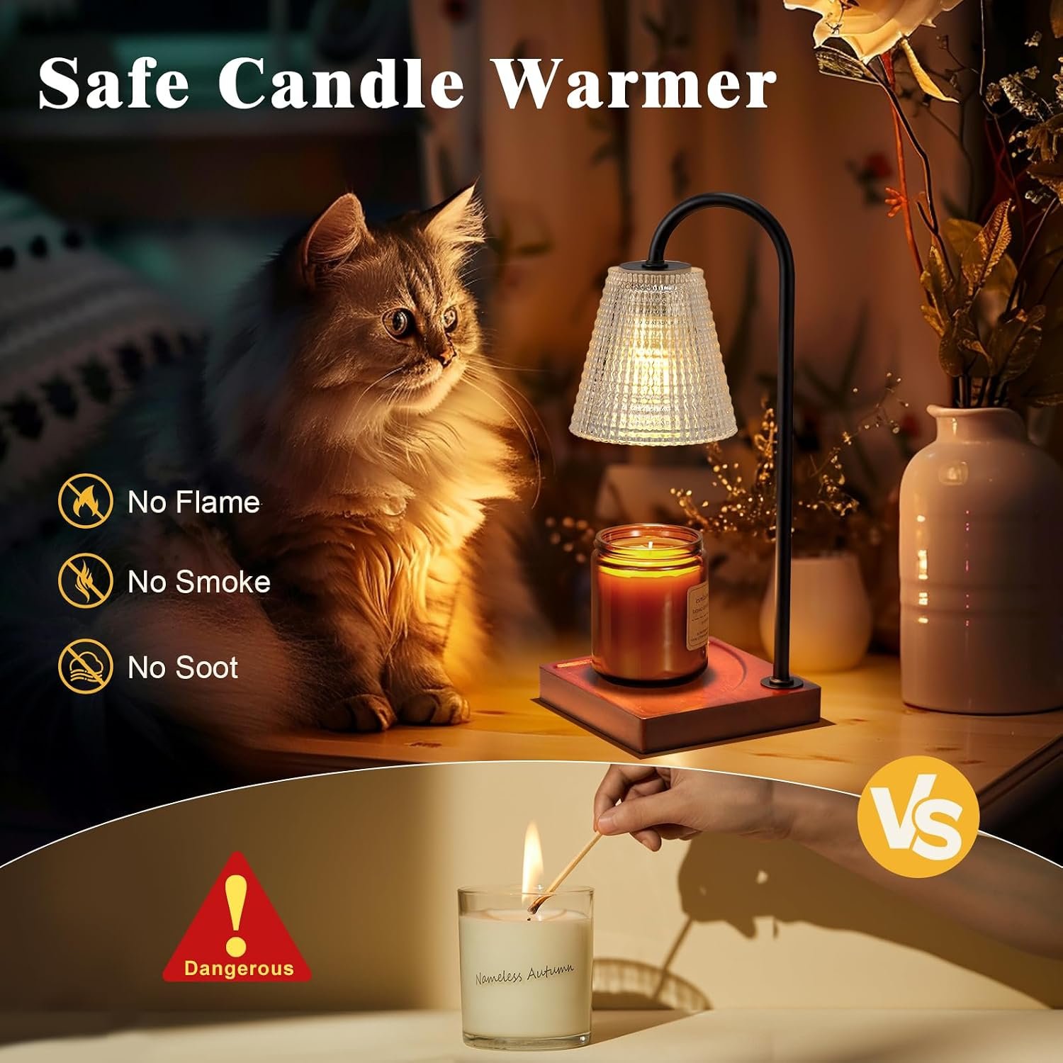 Hong-in Candle Warmer Lamp with Timer-Dimmable Black Candle Warmer,New Mom Gifts,House Warming Gifts New Home Bedroom Decor,Wax Warmer for Scented Wax Jar Candles - Image 3