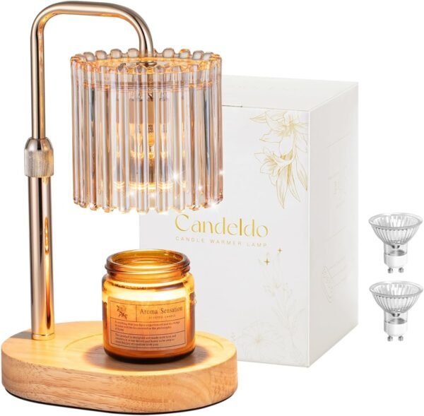 Candle Warmer Lamp with Timer: Gold Candle Warming Lamp Height Adjustable Wax Melt Warmer Dimmable Modern Farmhouse New Home Bedroom Decor Mothers Day Housewarming Gift for Women