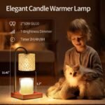 Candle Warmer Lamp, Candle Lamp Wax Warmer, Timer & Dimmer 7-Levels, Fits Cup Jar Candle, Top Melting, Crystal Heater Lamp for Scented Wax, Elegant Home Decor, Amber & Brown
