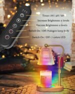Candle Warmer Lamp with 7 LED Colors Changing,Candle Warmer with Timer Dimmer, Electric Candle Lamp with Adjustable Height Home Decor for Secented Jar Candles Christmas Gift for Mom Women