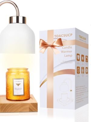 Candle Warmer Lamp with 3 Bulbs, Adjustable Height Dimmable Candle Warmer with Timer, Compatible with Large Jar Candles, Candle Lamp with Charming Gift Box Ribbon for Her\/Him(White)