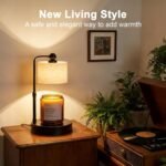 Candle Warmer Lamp with Timer, Modern Farmhouse Candle Warmer, Height Adjustable & Dimmable Electric Candle Warmer Lamp, Includes 2 Bulbs, Birthday Gift for Women, Mom, Housewarming - Flaxen
