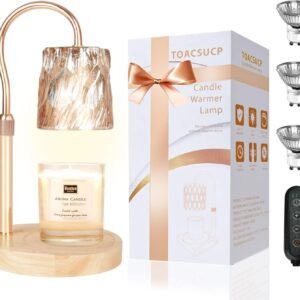 TOACSUCP Candle Warmer Lamp with 3 Bulbs, Adjustable Height Dimmable Candle Warmer with Timer, Compatible with Large Jar Candles, Candle Lamp with Charming Gift Box for Her\/Him