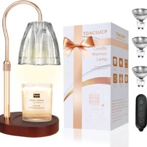 TOACSUCP Candle Warmer Lamp with 3 Bulbs, Adjustable Height Dimmable Candle Warmer with Timer, Compatible with Large Jar Candles, Candle Lamp with Charming Gift Box for Her\/Him
