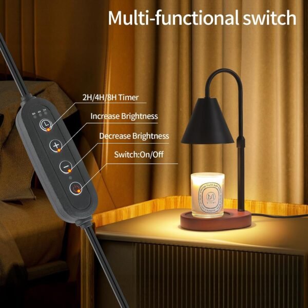 Black Candle Warmer Lamp with Timer and Dimmer,Mother's Day\/Birthday for Mom\/Wife,Electric Wax Melt Warmer,Home Decor,Scented Jar Lamp,Adjustable Height,with 2 Bulbs