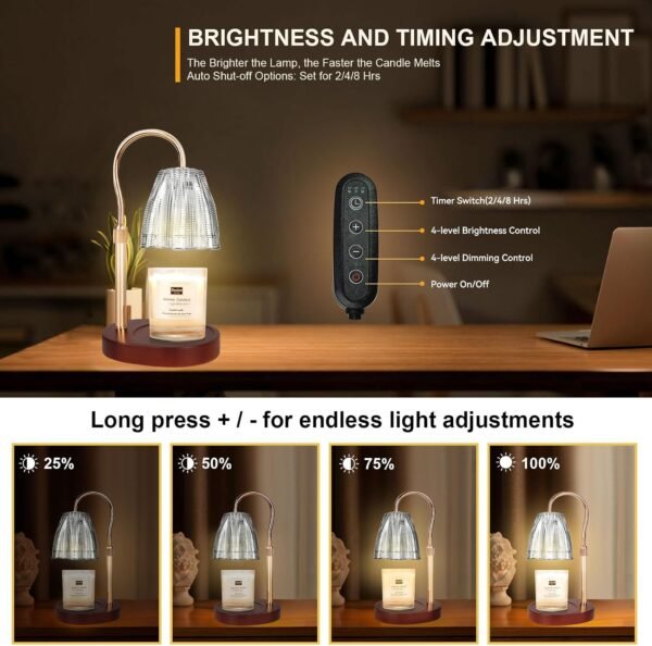 Candle Warmer Lamp with 3 Bulbs, Adjustable Height Dimmable Candle Warmer with Timer, Compatible with Large Jar Candles, Candle Lamp with Charming Gift Box for Her\/Him