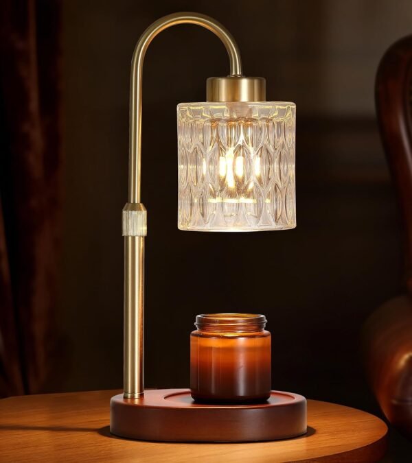 Candle Warmer Lamp with Dimmer and Timer,Home Decor Lamp for Scented Jar,Antique Brass Electric Wax Melt Warmer,Mother's Day\/Birthday\/Christmas Gifts for Mom\/Wife,Adjustable Height,with 2 Bulbs