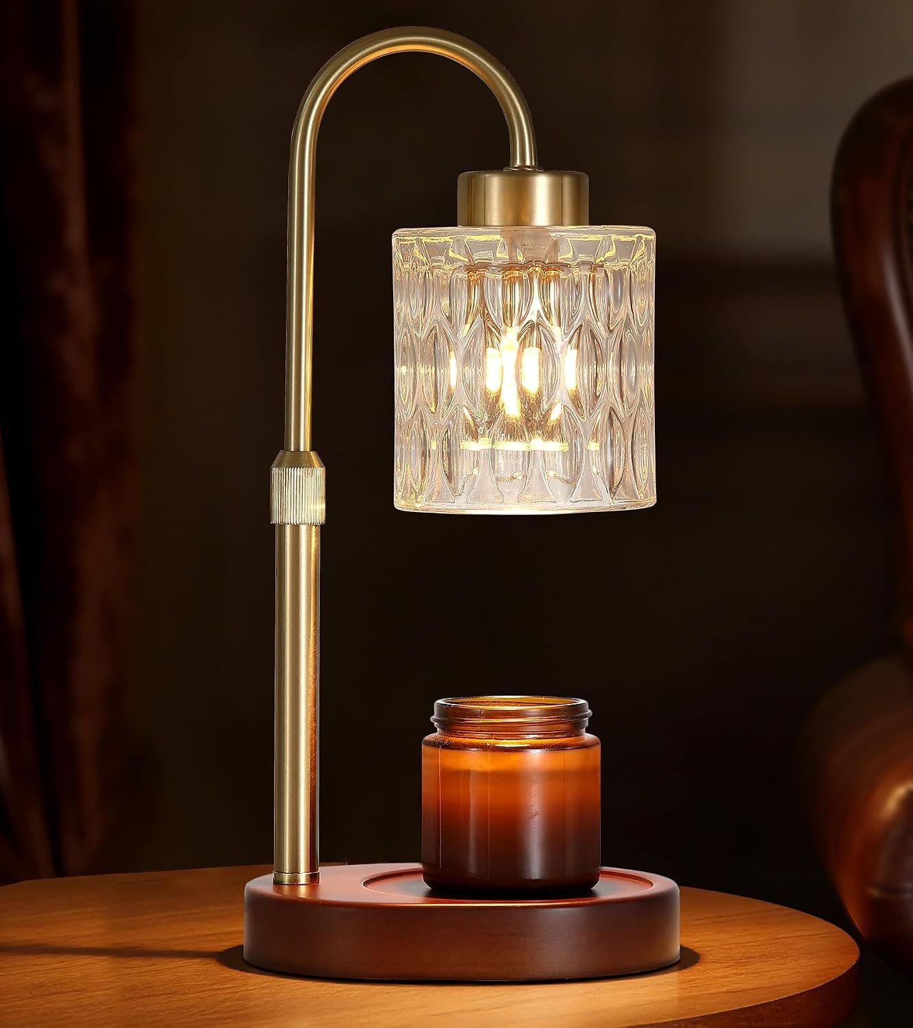 Candle Warmer Lamp with Dimmer and Timer,Home Decor Lamp for Scented Jar,Antique Brass Electric Wax Melt Warmer,Mother's Day\/Birthday\/Christmas Gifts for Mom\/Wife,Adjustable Height,with 2 Bulbs