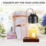 Candle Warmer Lamp with 3 Bulbs, Adjustable Height Dimmable Candle Warmer with Timer, Compatible with Large Jar Candles, Candle Lamp with Charming Gift Box Ribbon for Her\/Him(Black)