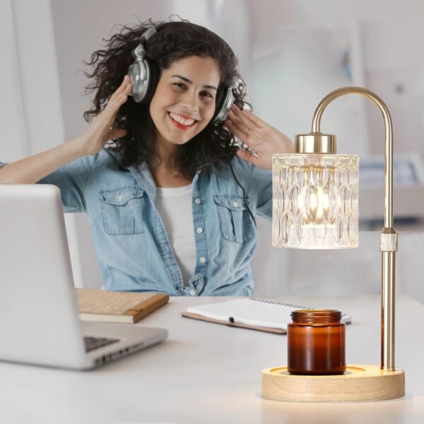 Gold Candle Warmer Lamp with Dimmer and Timer,Home Decor Lamp for Scented Jar,Electric Wax Melt Warmer,Mother's Day\/Birthday\/Christmas Gifts for Mom\/Wife,Adjustable Height,with 2 Bulbs