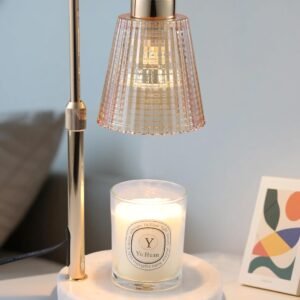 GODONLIF Candle Warmer Lamp with Timer Dimmable, Birthday Gifts for Women Mom, House Warming Gifts New Home Decor, Wax Melt Warmer for Jar Candles with 2 Bulbs, White Marble Base