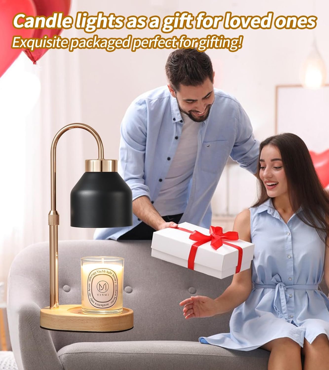 MEIXISUE Candle Warmer Lamp with Dimmer and Timer,Home Decor Lamp for Scented Jar,Electric Wax Melt Warmer,Mother's Day\/Birthday for Mom\/Wife,Adjustable Height,with 2 Bulbs - Image 7