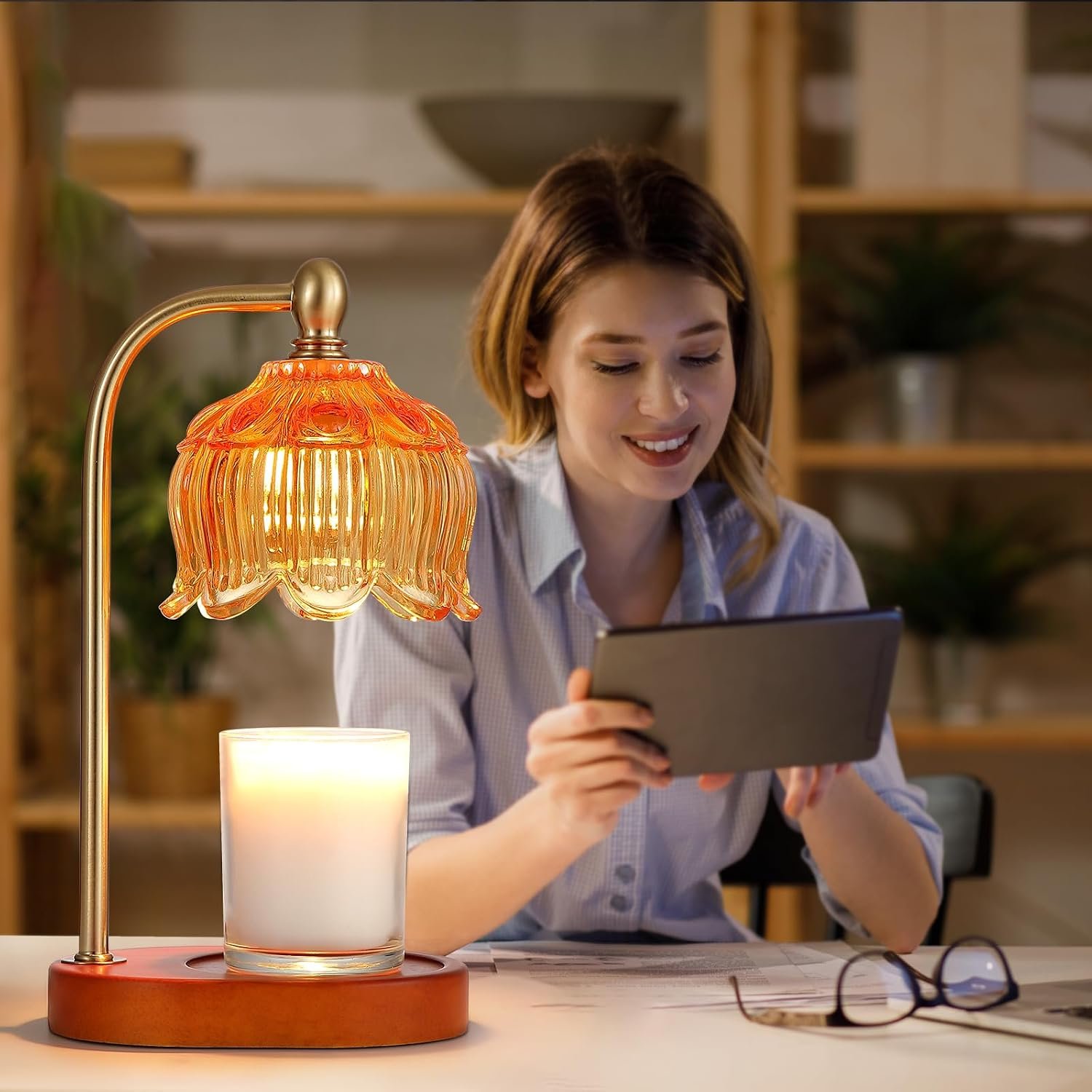 MEIXISUE Candle Warmer Lamp with Timer and Dimmer,Electric Amber Light Gifts for Women Melt Wax Warmer Lamp with 2 Bulbs for Candle Jars House Warming New Home Decor - Image 7