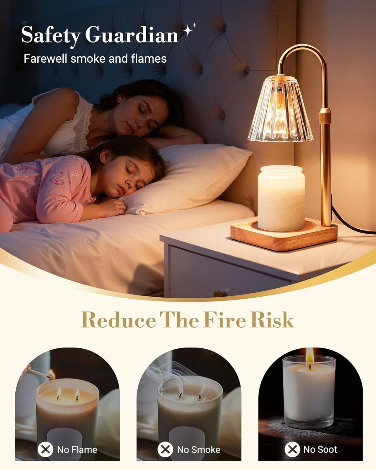 Marycele Candle Warmer Lamp with Timer & Dimmer - Mothers Day Gifts for Women Mom Her, Aesthetic Office Home Decor, Adjustable Height Wax Melter for Candle Jar & 3-Wick Candles (2 Bulbs Included) - Image 3