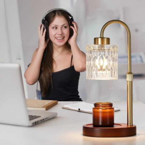 Candle Warmer Lamp with Dimmer and Timer,Home Decor Lamp for Scented Jar,Antique Brass Electric Wax Melt Warmer,Mother's Day\/Birthday\/Christmas Gifts for Mom\/Wife,Adjustable Height,with 2 Bulbs