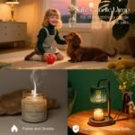 Candle Warmer Lamp with Timer: Emerald Green Candle Warming Lamp with 2 Bulbs Height Adjustable Wax Melt Dimmable Bedroom Decor for Women