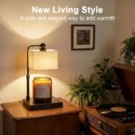 Candle Warmer Lamp with Timer, Dimmable, Adjustable Height, Modern Farmhouse Linen Shade, Black Candle Warming Lamp for Up to 6-Inch Jar Candles, 2 Bulbs Included