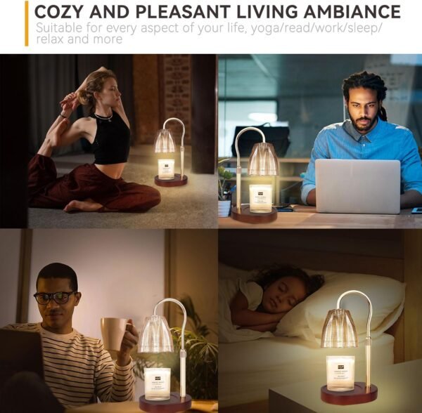 Candle Warmer Lamp with 3 Bulbs, Adjustable Height Dimmable Candle Warmer with Timer, Compatible with Large Jar Candles, Candle Lamp with Charming Gift Box Ribbon for Her\/Him