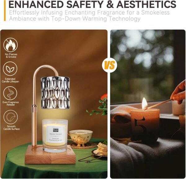 Candle Warmer Lamp with 3 Bulbs, Adjustable Height Dimmable Candle Warmer with Timer, Compatible with Large Jar Candles, Candle Lamp with Charming Gift Box Ribbon for Her\/Him