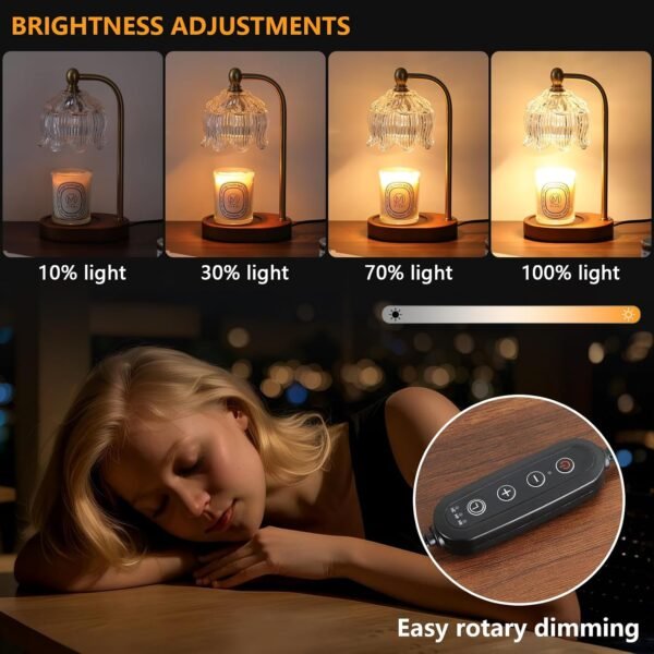 Candle Warmer Lamp with Timer Dimmable,Antique Brass Candle Lamp,Wax Melt Warmer Light for Jar Candles,Mother's Day\/Birthday Gifts for Mom\/Wife,Home Decor Lamp,with 2 Bulbs