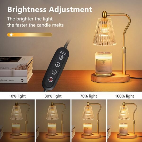 Candle Warmer Lamp - Candle Warmer Lamp with Timer and Dimmer Adjustable Height,Electric Wax Melt Warmer with 2 Bulbs for Scented Jar Candles Home Decor Mother's Day Gifts, Amber