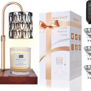 TOACSUCP Candle Warmer Lamp with 3 Bulbs, Adjustable Height Dimmable Candle Warmer with Timer, Compatible with Large Jar Candles, Candle Lamp with Charming Gift Box Ribbon for Her\/Him