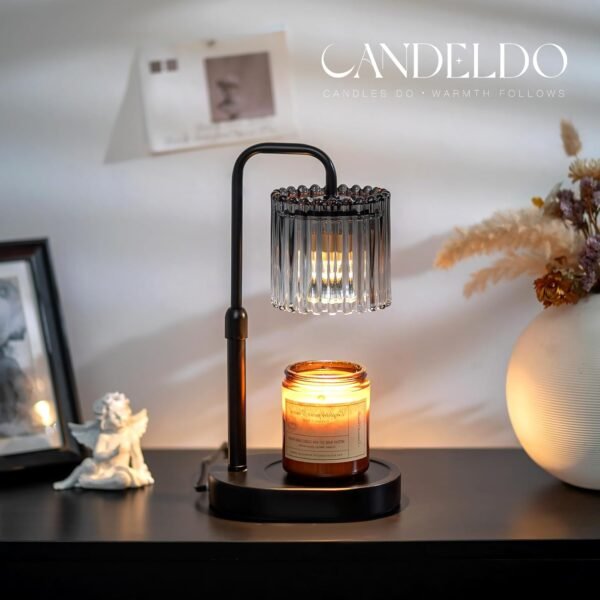 Candle Warmer Lamp with Timer: Black Candle Warming Lamp Height Adjustable Wax Melt Warmer Dimmable Modern Farmhouse New Home Bedroom Decor Mothers Day Housewarming Gift for Women