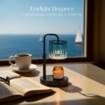 Candle Warmer Lamp with Timer: Navy Blue Candle Warming Lamp with 2 Bulbs Height Adjustable Wax Melt Dimmable Bedroom Decor for Women