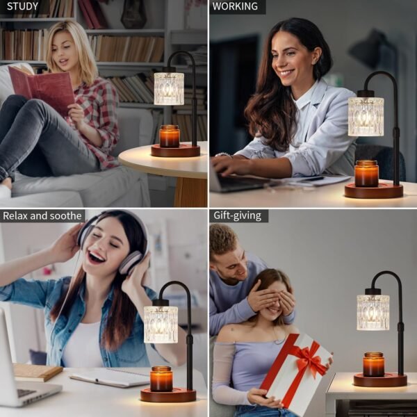 Black Candle Warmer Lamp with Dimmer and Timer,Home Decor Lamp for Scented Jar,Electric Wax Melt Warmer,Mother's Day\/Birthday\/Christmas Gifts for Mom\/Wife,Adjustable Height,with 2 Bulbs