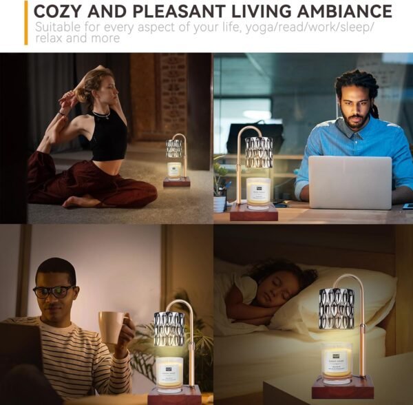 TOACSUCP Candle Warmer Lamp with 3 Bulbs, Adjustable Height Dimmable Candle Warmer with Timer, Compatible with Large Jar Candles, Candle Lamp with Charming Gift Box Ribbon for Her\/Him