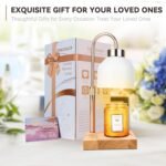 Candle Warmer Lamp with 3 Bulbs, Adjustable Height Dimmable Candle Warmer with Timer, Compatible with Large Jar Candles, Candle Lamp with Charming Gift Box Ribbon for Her\/Him(White)