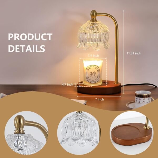 Candle Warmer Lamp with Timer Dimmable,Antique Brass Candle Lamp,Wax Melt Warmer Light for Jar Candles,Mother's Day\/Birthday Gifts for Mom\/Wife,Home Decor Lamp,with 2 Bulbs