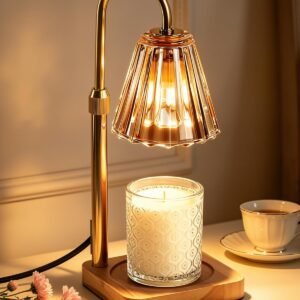 Marycele Candle Warmer Lamp with Timer for Yankee Candles, Adjustable Height Wax Melt Warmer, Birthday Gifts for Mom Women Sister, Vintage Amber Glass Lamp, Thanksgiving Decorations for Home Decor