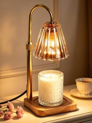 Candle Warmer Lamp with Timer for Yankee Candles, Adjustable Height Wax Melt Warmer, Birthday Gifts for Mom Women Sister, Vintage Amber Glass Lamp, Thanksgiving Decorations for Home Decor