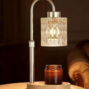 MEIXISUE Gold Candle Warmer Lamp with Dimmer and Timer,Home Decor Lamp for Scented Jar,Electric Wax Melt Warmer,Mother's Day\/Birthday\/Christmas Gifts for Mom\/Wife,Adjustable Height,with 2 Bulbs