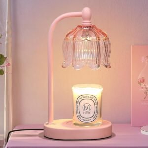 MEIXISUE Pink Candle Warmer Lamp with Timer and Dimmer,Gifts for Mom\/Wife, Melt Wax Warmer Lamp with 2 Bulbs for Candle Jars House Warming New Home Decor