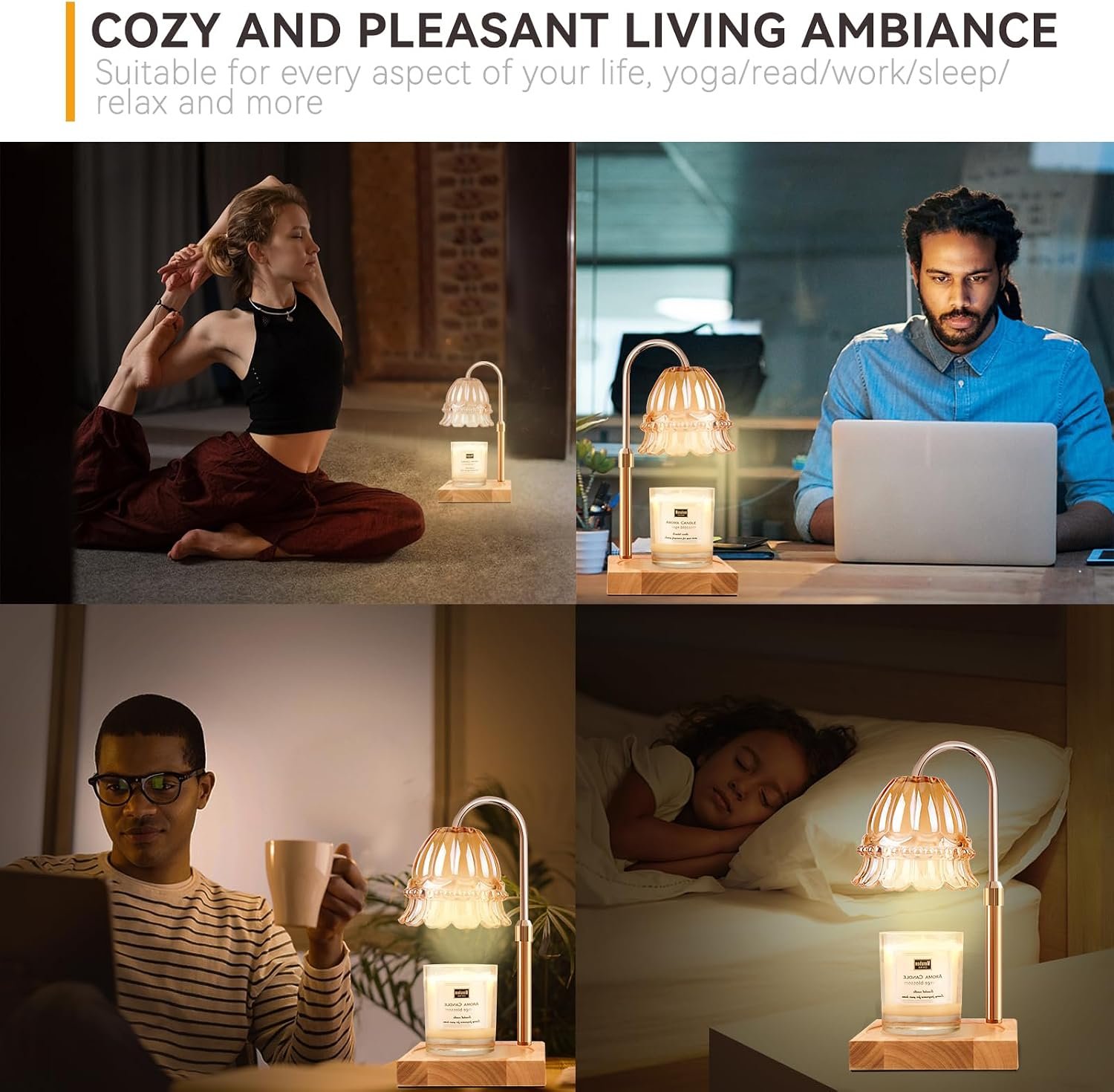 TOACSUCP Candle Warmer Lamp with 3 Bulbs, Adjustable Height Dimmable Candle Warmer with Timer, Compatible with Large Jar Candles, Flower Candle Warmer with Charming Gift Box Ribbon(Light Yellow) - Image 5