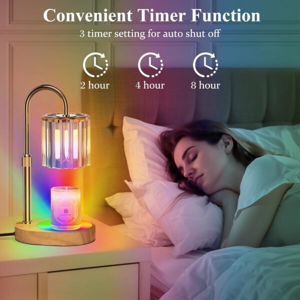 Candle Warmer Lamp, with RGB LED Lights,Timer and Dimmer, Adjustable Height, House Warming Gifts New Home Decor, Gifts for Women Mom, Wax Melt Warmer for Scented Jar Candles