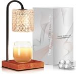 Candle Warmer Lamp, Candle Lamp Wax Warmer, Timer & Dimmer 7-Levels, Fits Cup Jar Candle, Top Melting, Crystal Heater Lamp for Scented Wax, Elegant Home Decor, Amber & Brown
