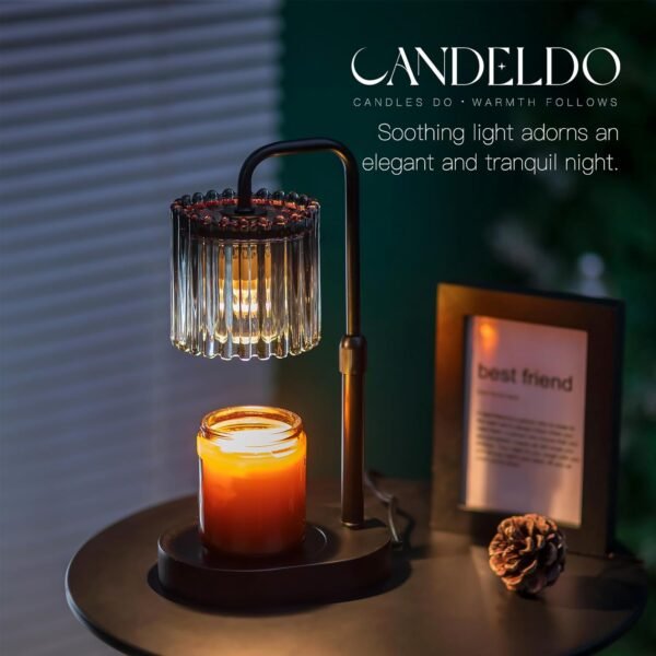 Candle Warmer Lamp with Timer: Black Candle Warming Lamp Height Adjustable Wax Melt Warmer Dimmable Modern Farmhouse New Home Bedroom Decor Mothers Day Housewarming Gift for Women