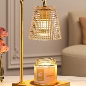 Hong-in Amber Candle Warmer Lamp-Dimmable Candle Lamp with Timer, Christmas Birthday Gifts for Women, House Warming Gifts for New Home Bedroom Decor, Vintage Wax Warmer for Scented Wax