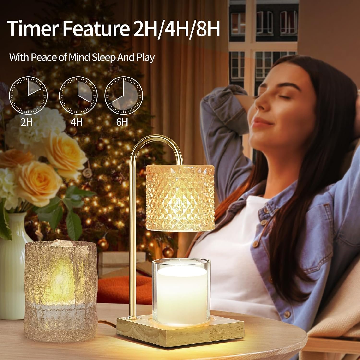 2 Pack Candle Warmer Lamp with Timer & Dimmer, Perfect Housewarming & Birthday Gifts for Women and Mom, Stylish Home Decor for Scented Wax & Jar Candles, Elegant Amber Glass Design - Image 9