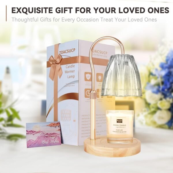 TOACSUCP Candle Warmer Lamp with 3 Bulbs, Adjustable Height Dimmable Candle Warmer with Timer, Compatible with Large Jar Candles, Candle Lamp with Charming Gift Box for Her\/Him