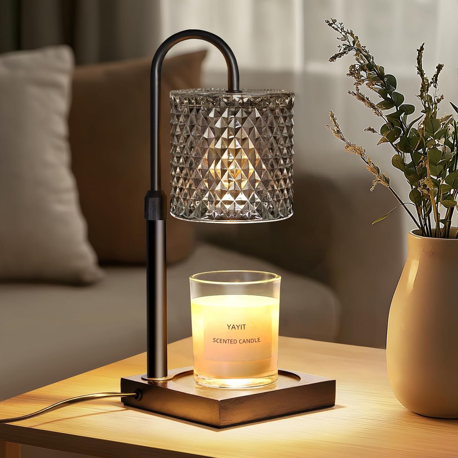YAYIT Candle Warmer Lamp with Timer Dimmer Adjustable Height, Candle Warmer with 2 Bulbs for Jar Candles, Home Decor, for Women Birthday