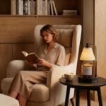 Candle Warmer Lamp with Timer, Dimmable, Adjustable Height, Modern Farmhouse Linen Shade, Black Candle Warming Lamp for Up to 6-Inch Jar Candles, 2 Bulbs Included