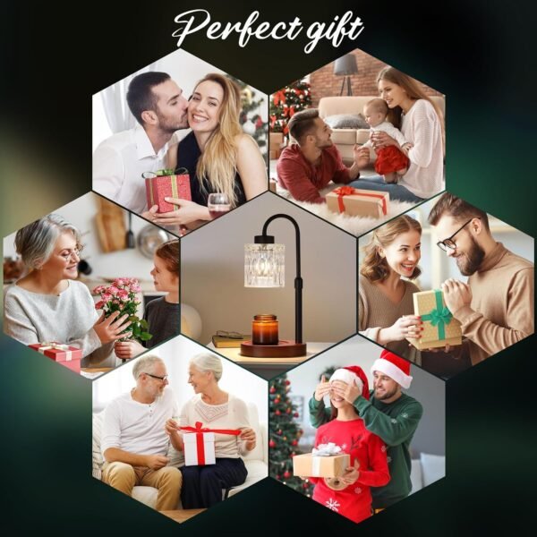 Black Candle Warmer Lamp with Dimmer and Timer,Home Decor Lamp for Scented Jar,Electric Wax Melt Warmer,Mother's Day\/Birthday\/Christmas Gifts for Mom\/Wife,Adjustable Height,with 2 Bulbs