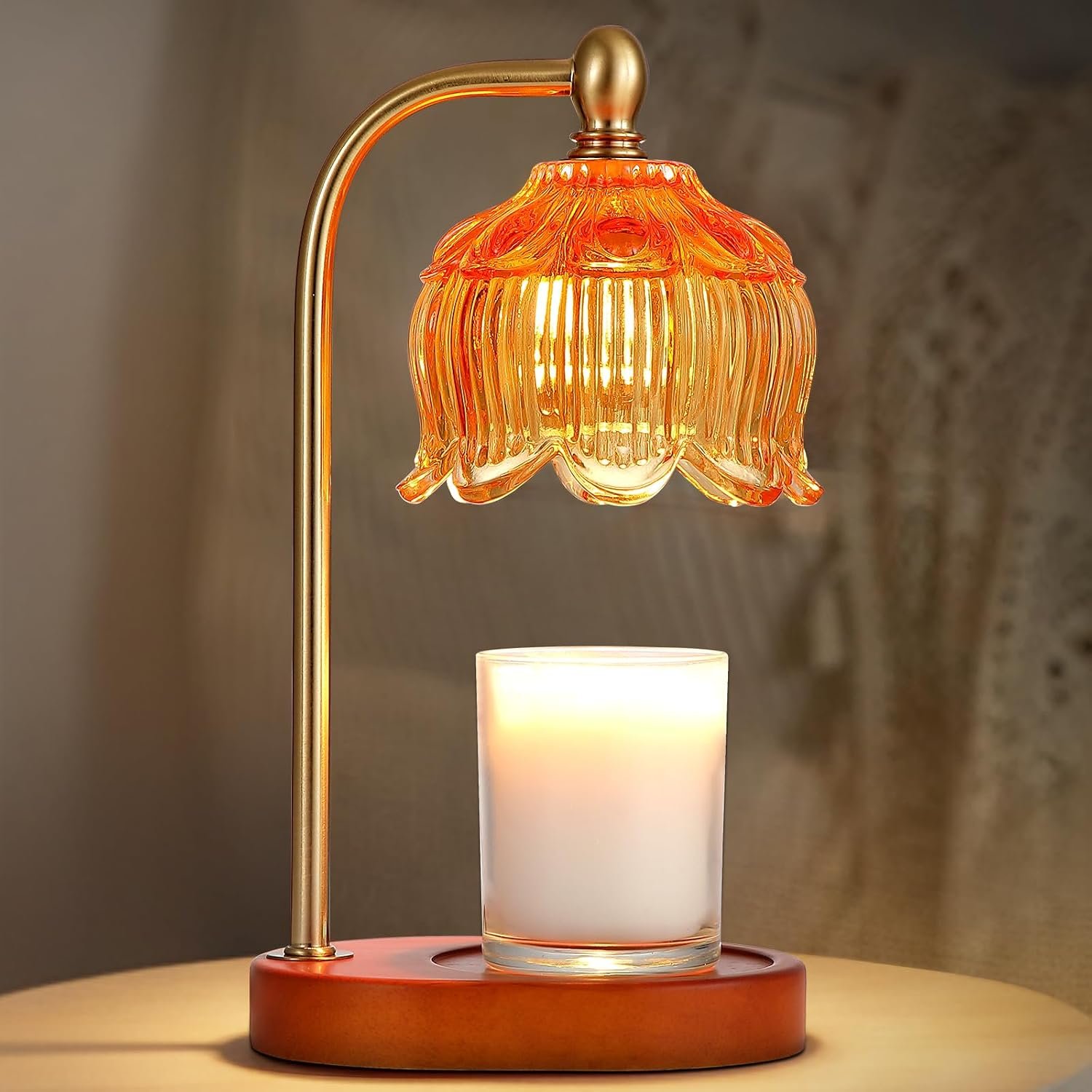 MEIXISUE Candle Warmer Lamp with Timer and Dimmer,Electric Amber Light Gifts for Women Melt Wax Warmer Lamp with 2 Bulbs for Candle Jars House Warming New Home Decor