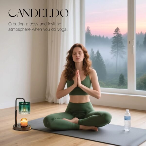 Candle Warmer Lamp with Timer: Emerald Green Candle Warming Lamp with 2 Bulbs Height Adjustable Wax Melt Dimmable Bedroom Decor for Women